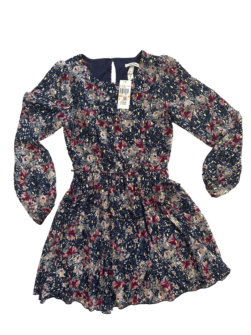 Speechless Navy Floral Long SleeveDress